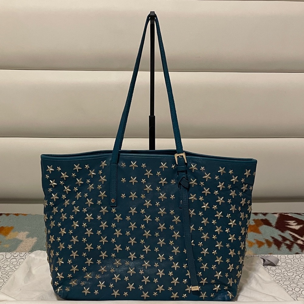 Jimmy Choo Teal Star-Studded Tote